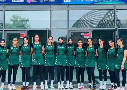 Pakistan U-16 girls netball team celebrating after defeating Japan in Asian Championship 2025