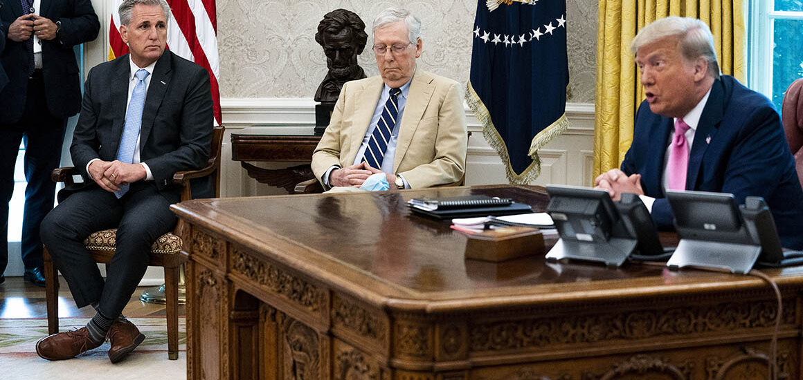 Divided GOP leaders discussing Trump’s legislation