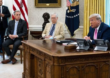 Divided GOP leaders discussing Trump’s legislation